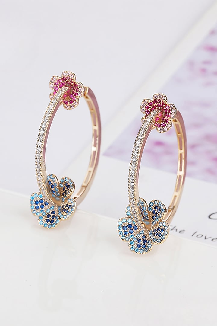 Gold Plated Cubic Zirconia Hoop Earrings by Minaki at Pernia's Pop Up Shop