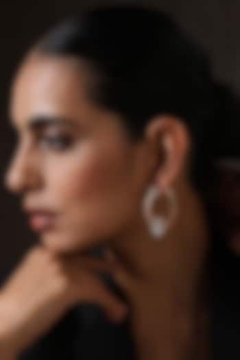 Gold Plated Cubic Zirconia Hoop Earrings by Minaki at Pernia's Pop Up Shop