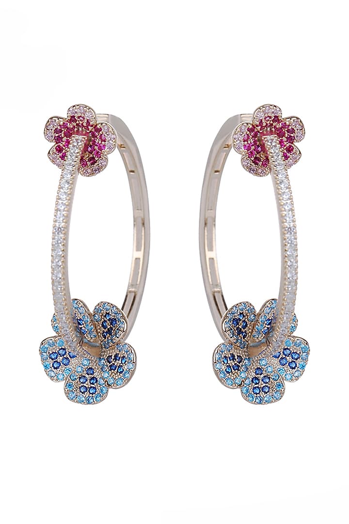 Gold Plated Cubic Zirconia Hoop Earrings by Minaki at Pernia's Pop Up Shop