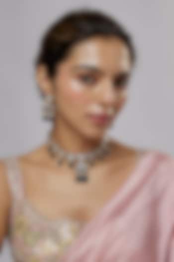 Gold Plated Kundan Polki & Blue Beaded Meenakari Necklace Set by Minaki at Pernia's Pop Up Shop