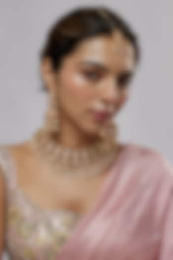 Gold Plated Kundan Polki & Pearl Necklace Set by Minaki at Pernia's Pop Up Shop