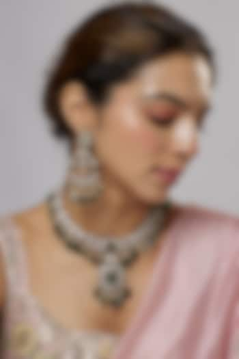 Two-Tone Finish Kundan Polki & Green Beaded Necklace Set by Minaki at Pernia's Pop Up Shop