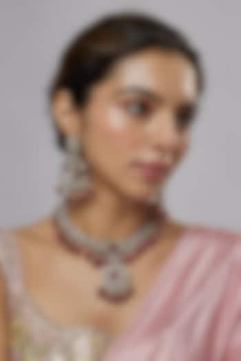 Two-Tone Finish Kundan Polki & Red Beaded Necklace Set by Minaki at Pernia's Pop Up Shop