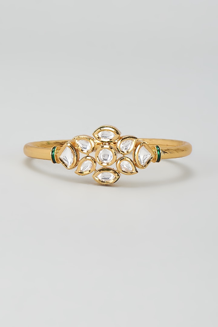 Gold Plated Kundan Polki Meenakari Floral Bracelet by Minaki at Pernia's Pop Up Shop