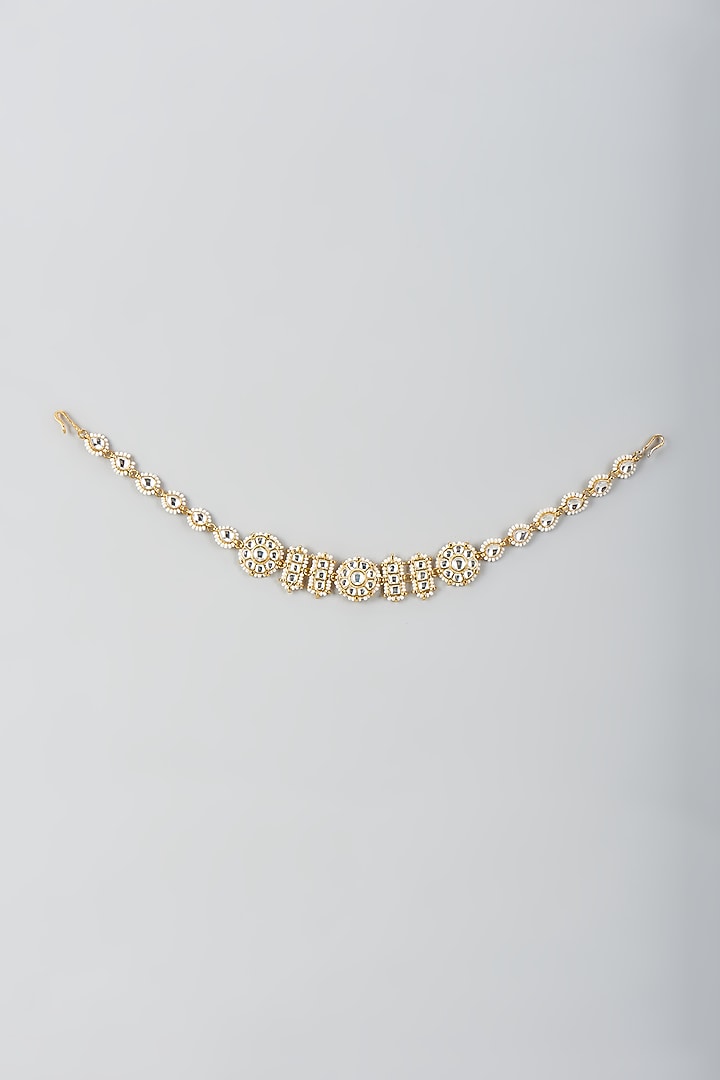 Gold Plated Kundan Polki & Pearl Mathapatti by Minaki at Pernia's Pop Up Shop