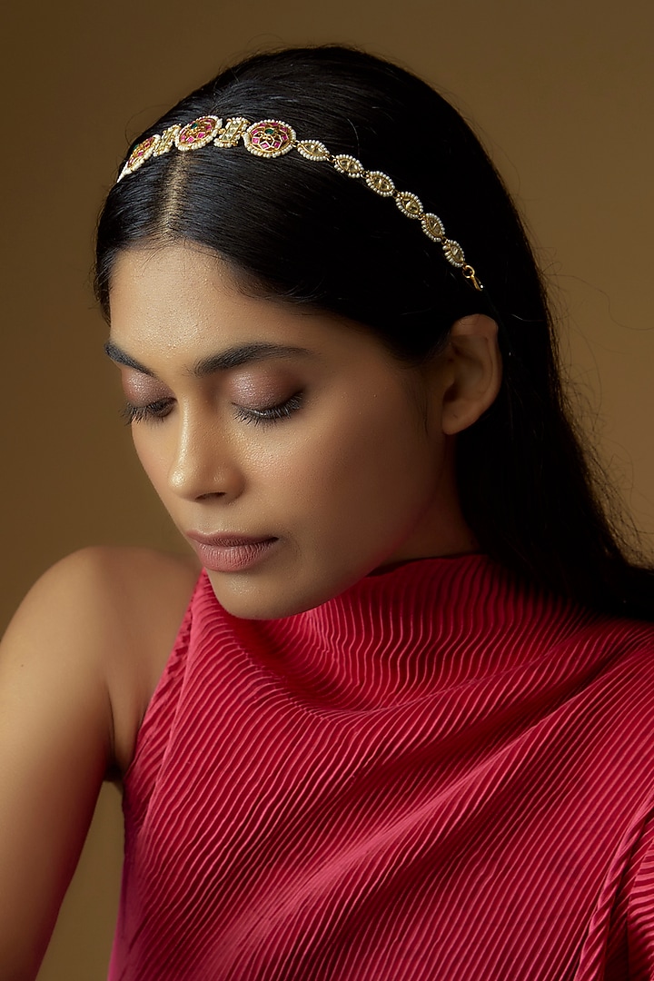 Gold Plated Kundan Polki & Stone Mathapatti by Minaki at Pernia's Pop Up Shop