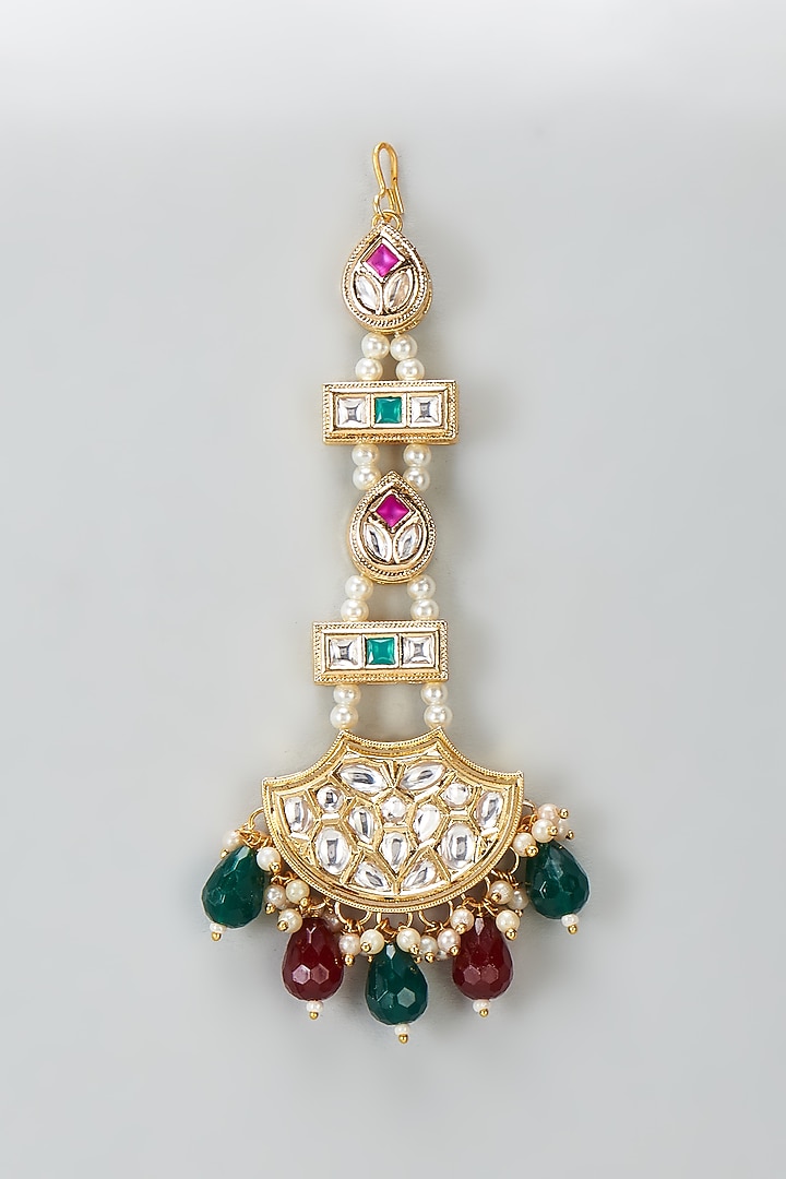Gold Plated Kundan Polki & Stone Maangtikka by Minaki at Pernia's Pop Up Shop
