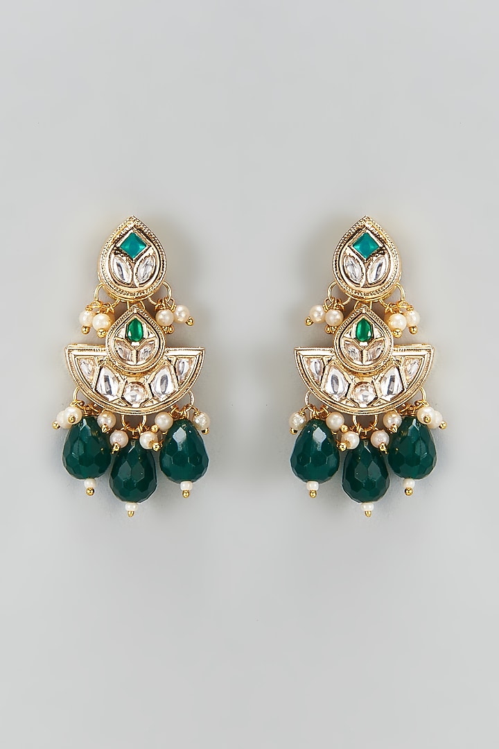 Gold Plated Kundan Polki & Stone Maang Tikka With Earrings by Minaki at Pernia's Pop Up Shop