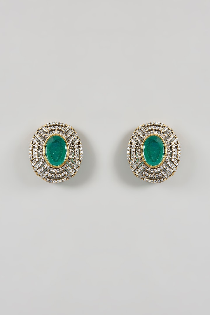 Two Tone Finish Green Stone & Kundan Polki Choker Necklace Set by Minaki at Pernia's Pop Up Shop