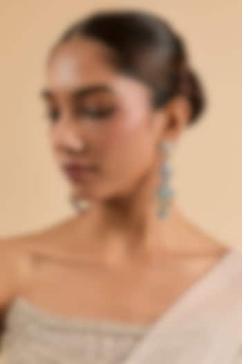 Two Tone Finish Green & Pink Stone Dangler Earrings by Minaki at Pernia's Pop Up Shop