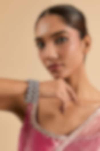 White Gold Finish Blue Zircon Bracelets (Set Of 2) by Minaki at Pernia's Pop Up Shop