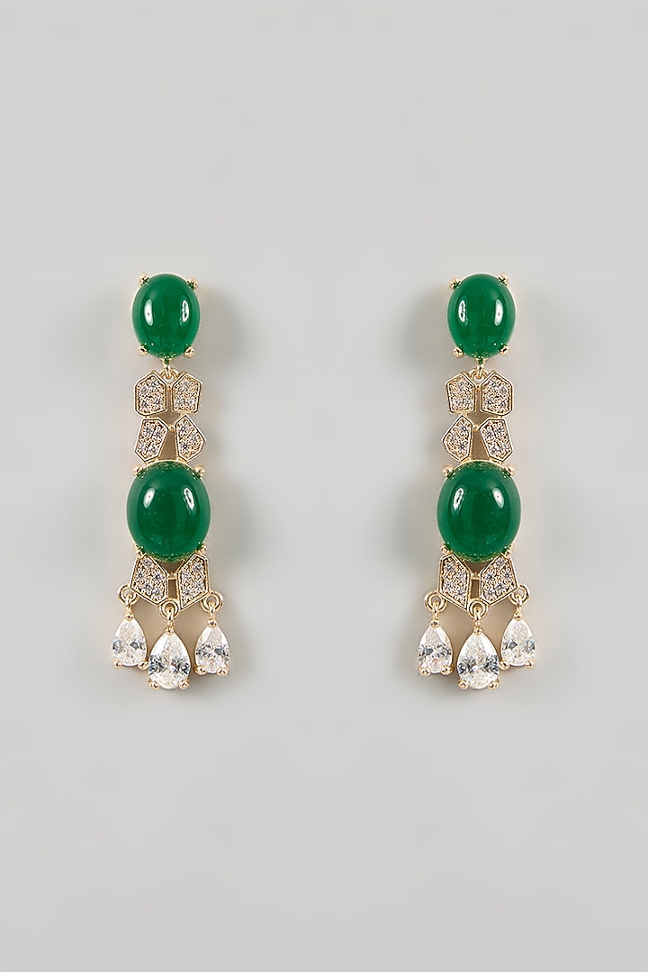 Gold Plated Green Cubic Zirconia Panther Necklace Set by Minaki at Pernia's Pop Up Shop