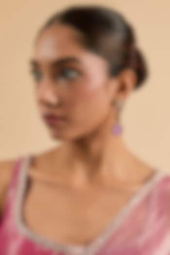 Gold Plated Kundan Polki & Purple Stone Dangler Earrings by Minaki at Pernia's Pop Up Shop