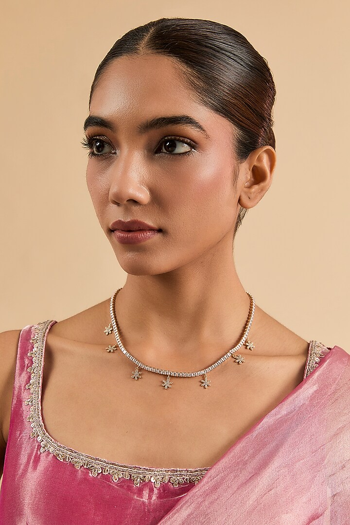 Gold Plated Cubic Zirconia Necklace by Minaki at Pernia's Pop Up Shop