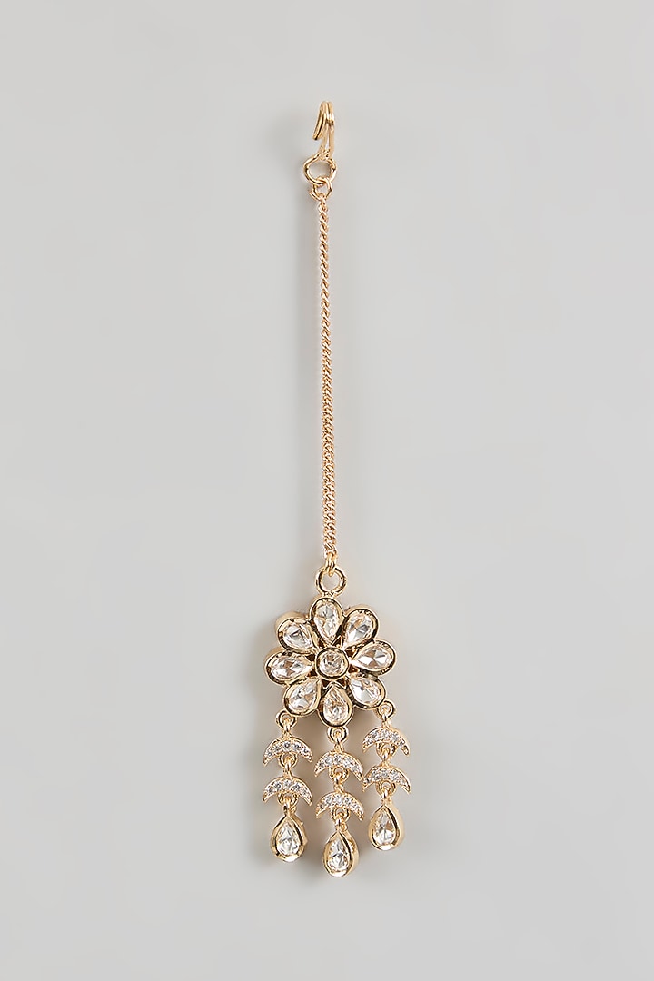 Gold Plated Kundan Polki Maang Tikka by Minaki at Pernia's Pop Up Shop