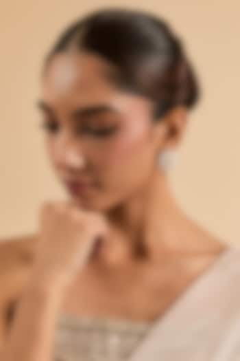 Gold Plated Kundan Polki & Pearl Stud Earrings by Minaki at Pernia's Pop Up Shop