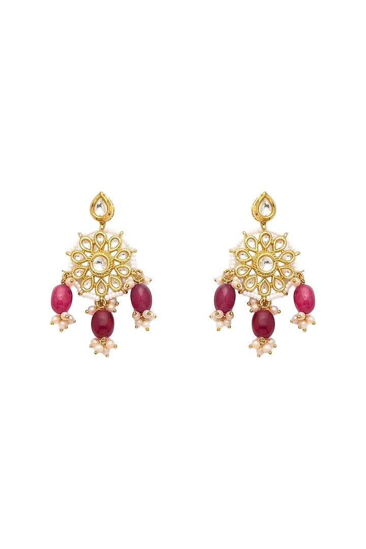 Gold Plated Kundan Polki Meenakari Necklace Set by Minaki at Pernia's Pop Up Shop