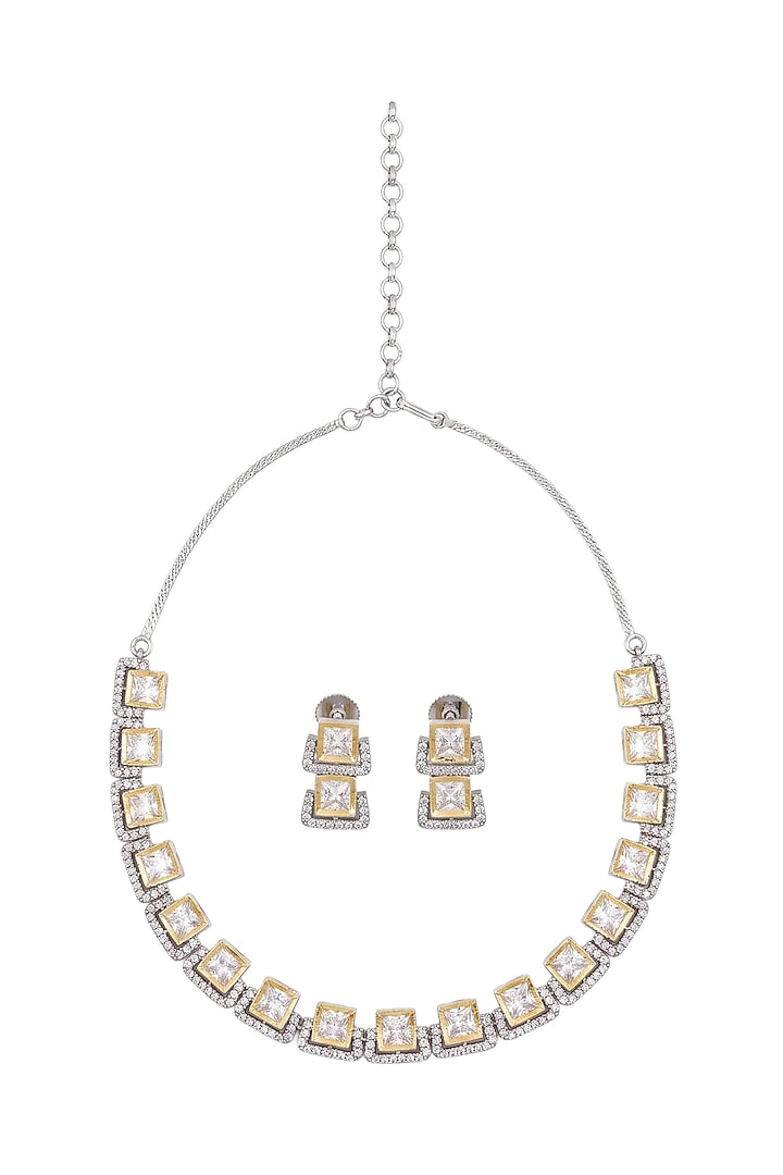 Gold Plated Greyb Kundan Polki & Pearl Necklace Set by Minaki at Pernia's Pop Up Shop
