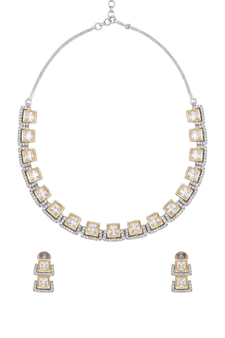 Gold Plated Greyb Kundan Polki & Pearl Necklace Set by Minaki at Pernia's Pop Up Shop