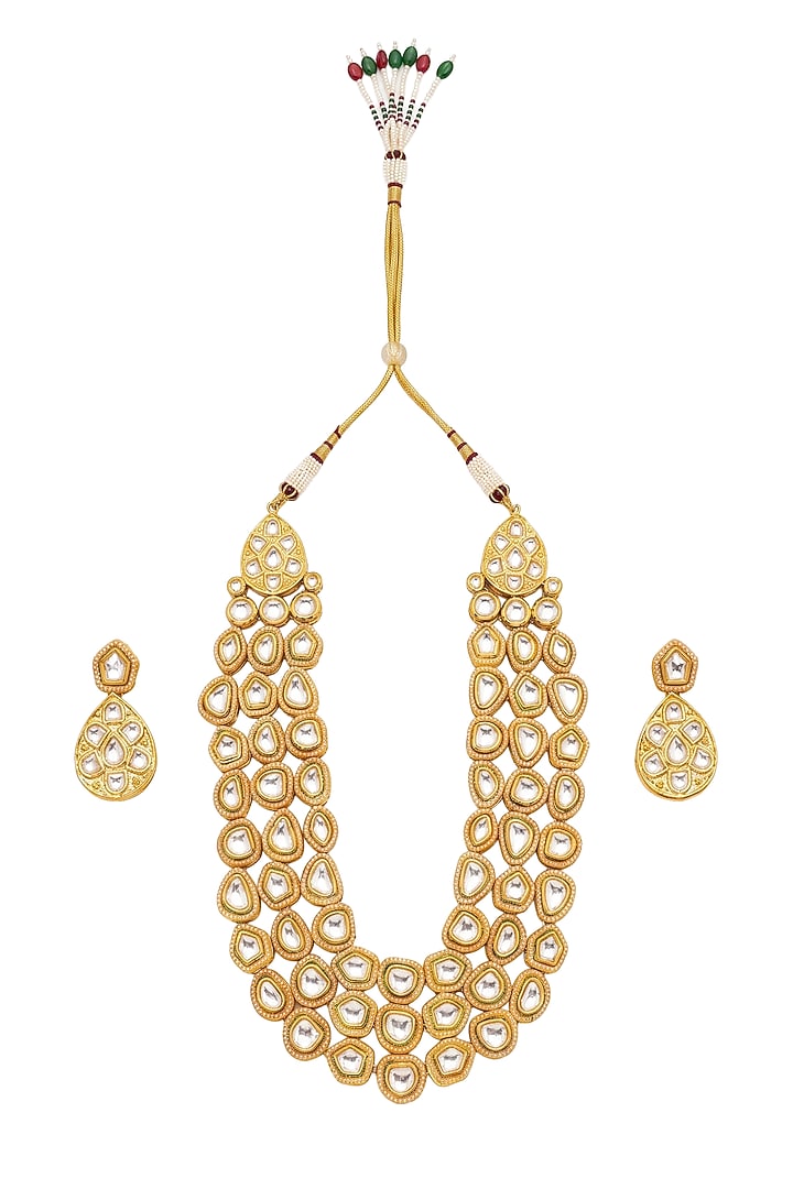 Gold Plated Kundan Polki Collar Necklace Set by Minaki at Pernia's Pop Up Shop
