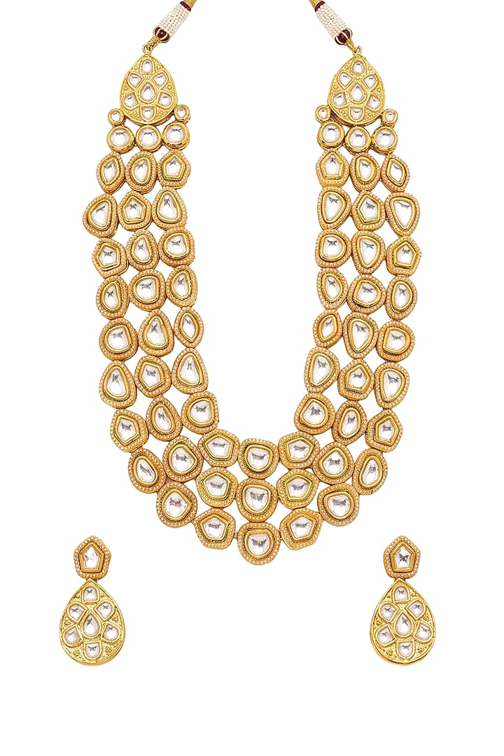 Gold Plated Kundan Polki Collar Necklace Set by Minaki at Pernia's Pop Up Shop