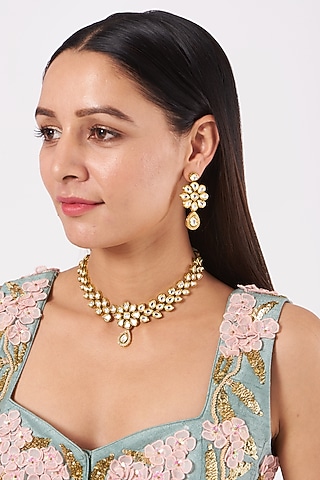 Gold Plated Zircon Necklace Set by Minaki