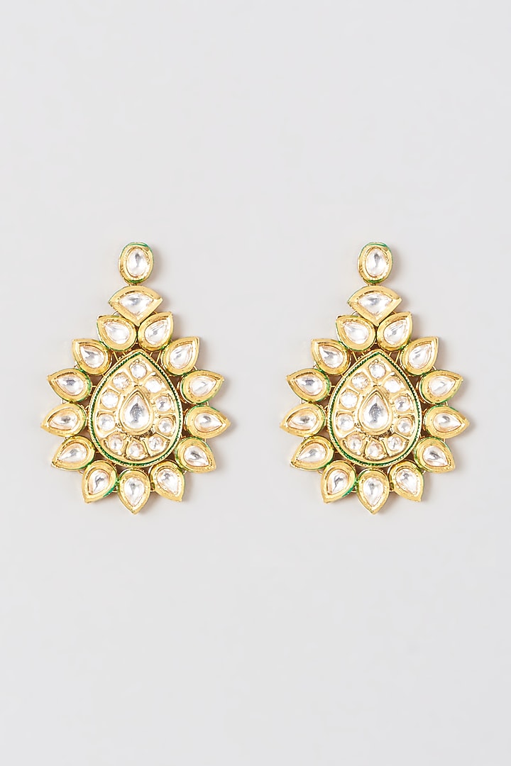 Gold Plated Kundan Polki Long Pendant Necklace Set by Minaki at Pernia's Pop Up Shop