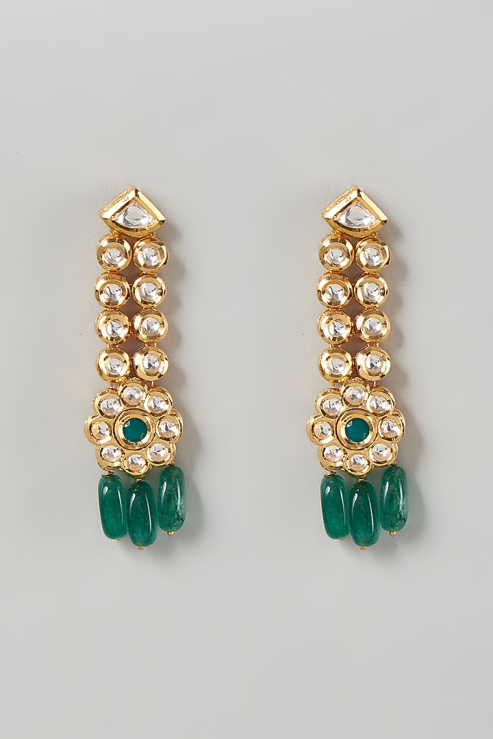 Gold Plated Kundan Polki Dangler Earrings by Minaki at Pernia's Pop Up Shop