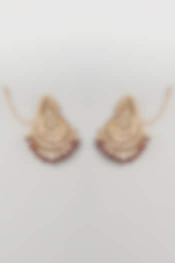 Gold Plated Kundan Polki Chandbali Earrings by Minaki