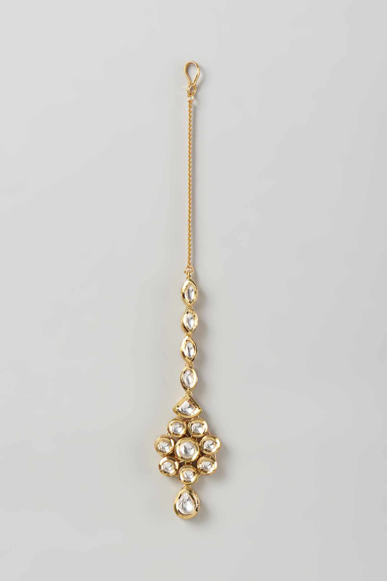 Gold Plated Kundan Polki Maang Tikka by Minaki