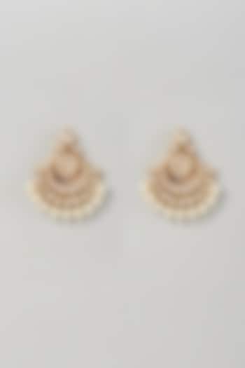Gold Plated Pearls Chandbali Earrings by Minaki