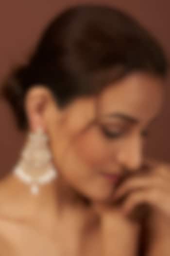 Gold Plated Dangler Earrings With Pearls by Minaki