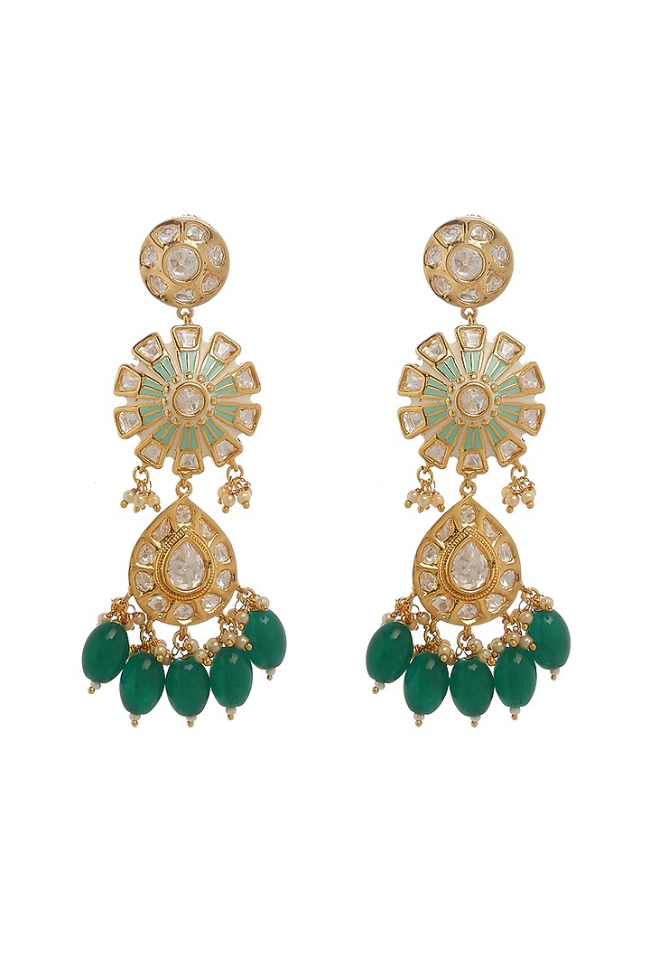 Gold Plated Emerald Agate Beads Necklace Set by Minaki at Pernia's Pop Up Shop