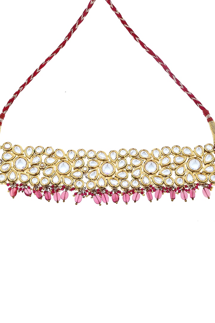 Gold Plated Ruby Beads Necklace Set by Minaki at Pernia's Pop Up Shop