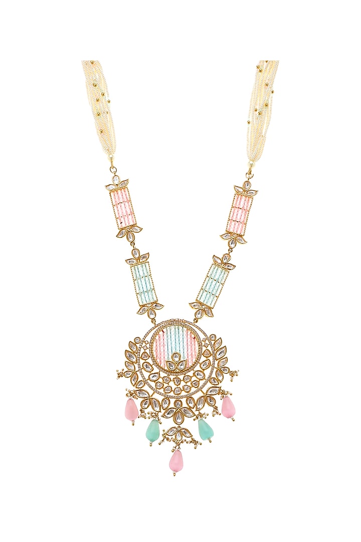 Gold Plated Agate Long Beaded Necklace Set by Minaki at Pernia's Pop Up Shop