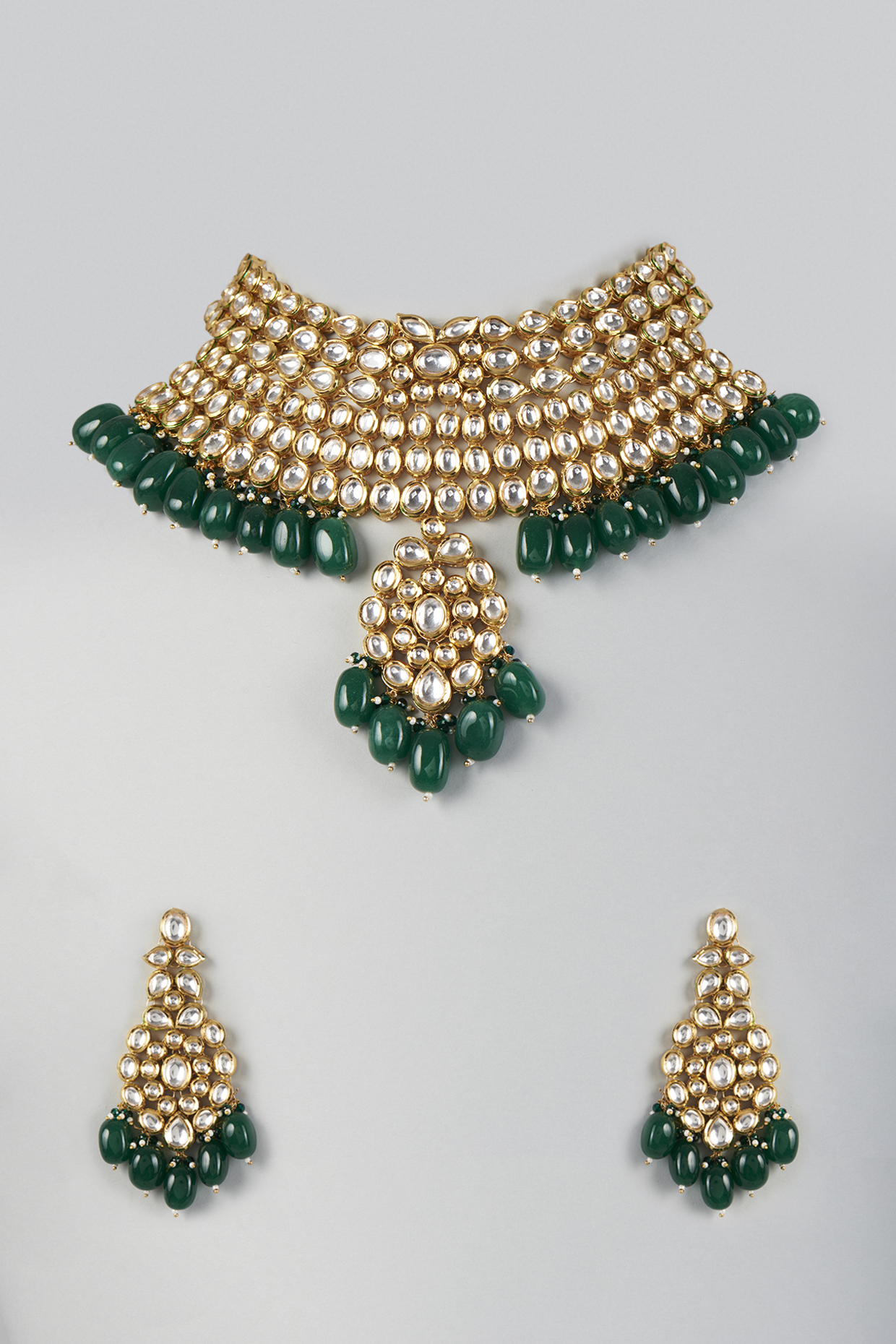 Gold Plated Beaded Necklace Set by Minaki