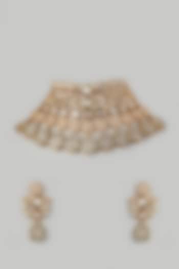 Gold Plated Meenakari Bridal Choker Necklace Set by Minaki