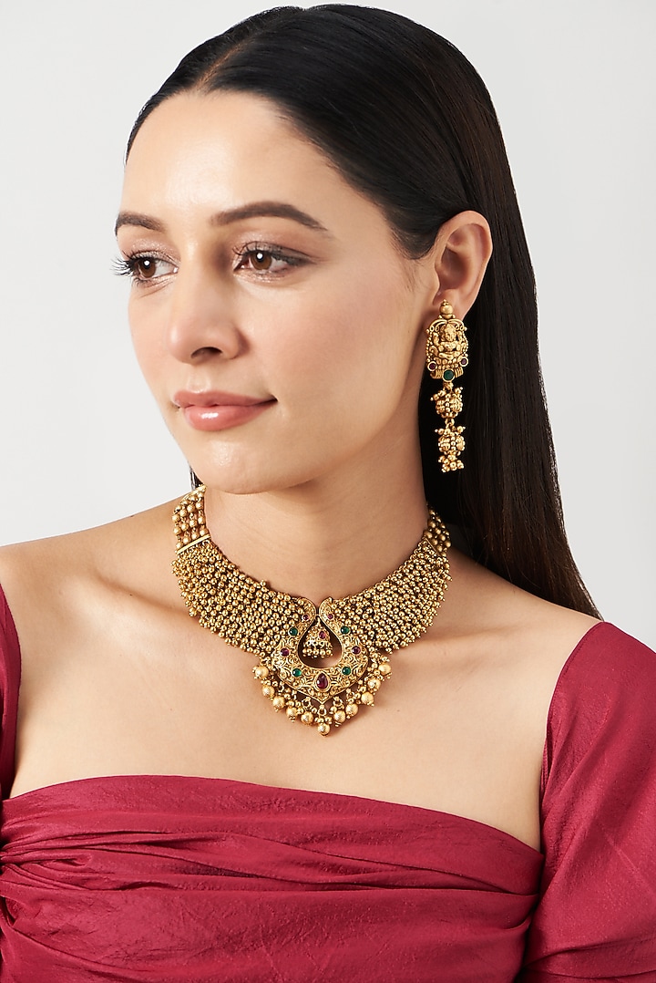 Gold Finish Necklace Set by Minaki at Pernia's Pop Up Shop