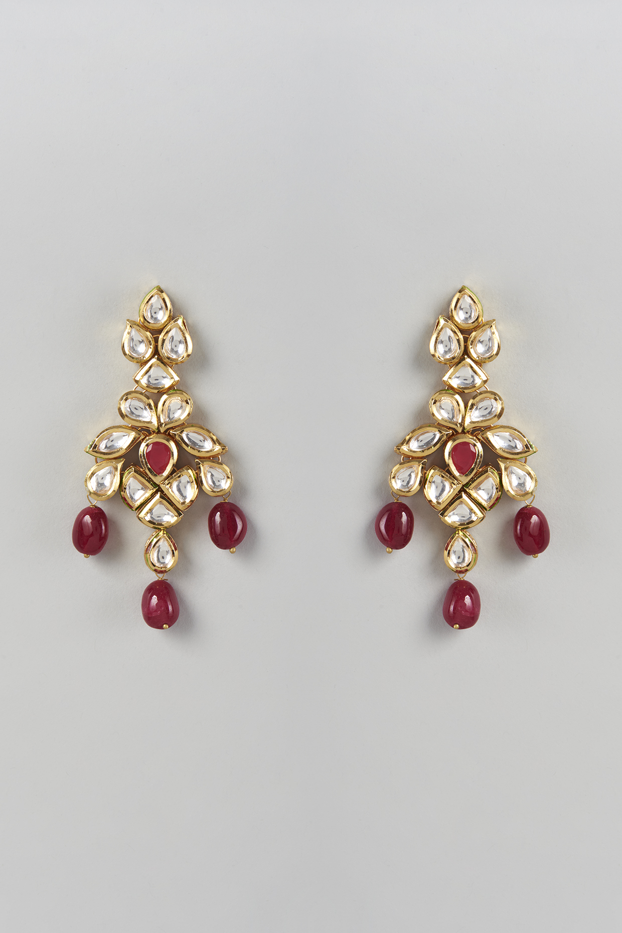 Gold Plated Agate Stone Dangler Earrings by Minaki