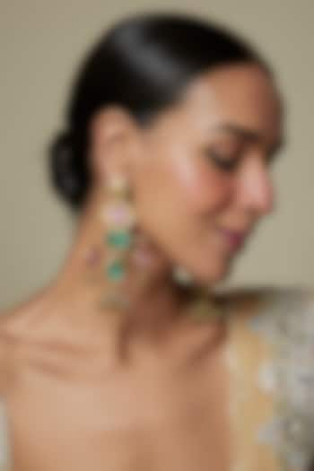 Gold Plated Kundan Polki & Pink Stone Dangler Earrings by Minaki at Pernia's Pop Up Shop