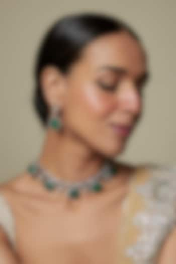 Two-Tone Antique Finish Kundan Polki & Emerald Green Stone Necklace Set by Minaki at Pernia's Pop Up Shop