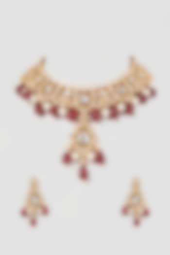 Gold Plated Kundan Polki Necklace Set by Minaki at Pernia's Pop Up Shop