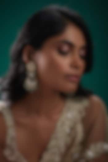 Gold Plated Kundan Polki & Green Beaded Meenakari Dangler Earrings by Minaki at Pernia's Pop Up Shop