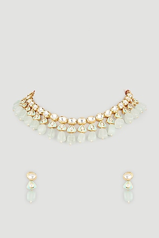 Gold Plated Beaded Necklace Set by Minaki