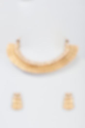 Gold Plated Pearl Coin Temple Necklace Set by Minaki at Pernia's Pop Up Shop