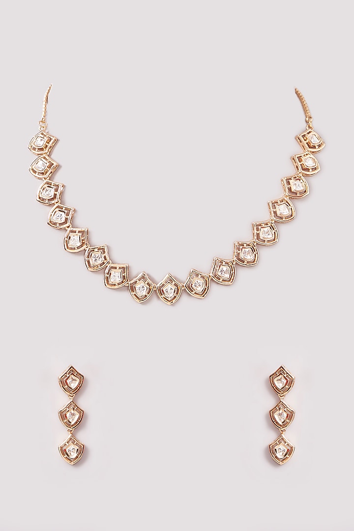 Gold Plated Kundan Polki Necklace Set by Minaki at Pernia's Pop Up Shop