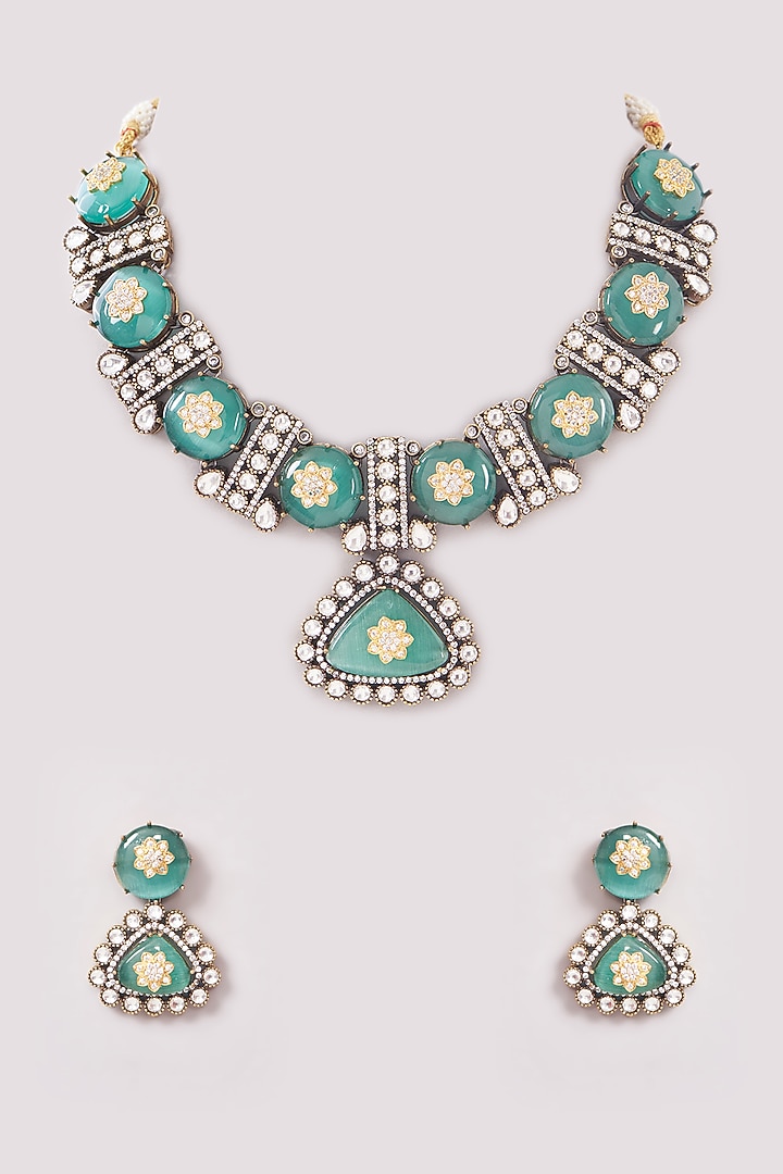 Two-Tone Finish Kundan Polki & Crystal Necklace Set by Minaki at Pernia's Pop Up Shop