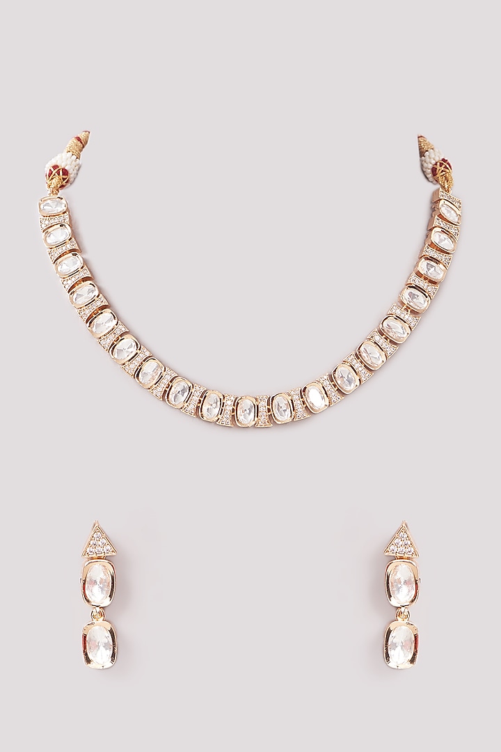 Gold Plated Kundan Polki Necklace Set by Minaki at Pernia's Pop Up Shop