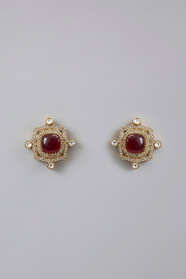 Gold Plated Kundan Polki & Red Beaded Choker Necklace Set by Minaki at Pernia's Pop Up Shop