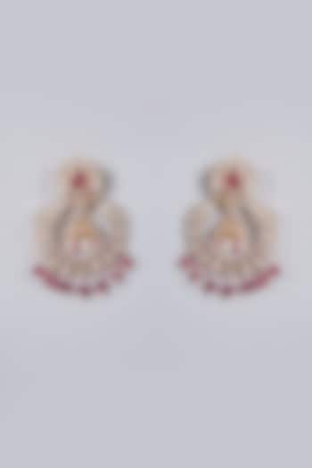 Gold Plated Kundan Polki & Red Beaded Chandbali Earrings by Minaki at Pernia's Pop Up Shop